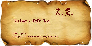 Kulman Réka névjegykártya